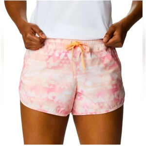 🆕 Columbia Bogata Bay Stretch Pink Women’s Printed Shorts with Pockets M